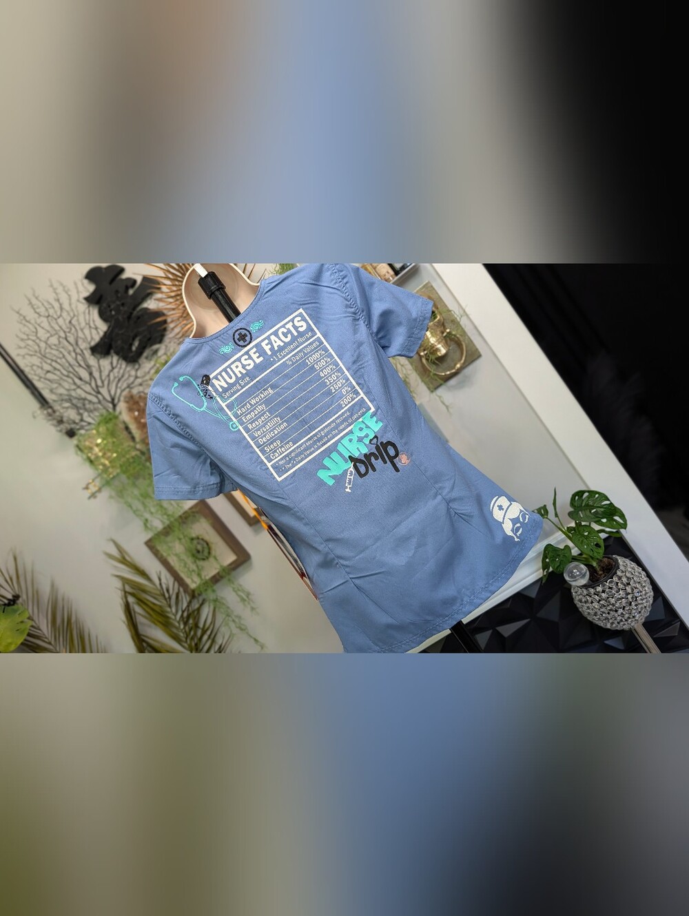 Nurse Drip Glitter Design Scrub Top XS NWT